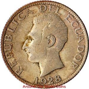   Ecuador 50 Centavos Silver Coin Antonio Jose de Sucre KM 71