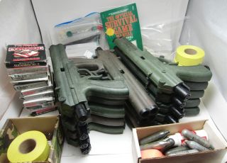 Huge Lot of Paintball Guns and Supplies 14 Guns Tons of CO2 Goggles 