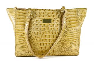 Brahmin Medium Arno Praline Melbourne Glossy Croc Embossed Handbag New 