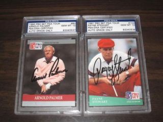   Autographed Golf Cards Payne Stewart Arnold Palmer PSA 10 Gem