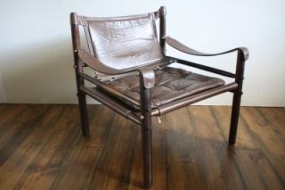 Arne Norell Safari Sirocco Chair Retro 60s Brown Leather Mid Century 