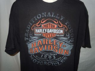 Harley Davidson Motorcycles Black T Shirt Sz XL Arkport NY