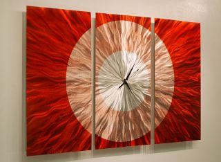   Artwork Clock Sculpture Contemporary Hand Painted Red Metal Art