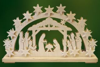 German Electric Nativity Star Christmas Arch Handcrafted in Erzgebirge 