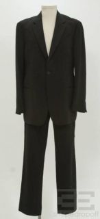 Armani COLLEZIONI Mens 2pc Black Textured Stripe Blazer Pants Suit Sz 
