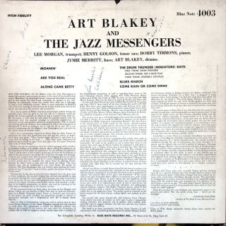 Art Blakey Moanin LP Blue Note BST 4003 Orig US 1958 47 w 63rd NYC 