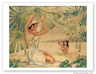 Hawaiian Vintage Print Hawaii Art Deco by Gill Beauties