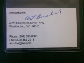 ART BUCHWALD signed personal business card autographed PULITZER PRIZE 