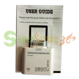   Connection Kit SD TF Card Reader Adapter for Apple iPad 2 White