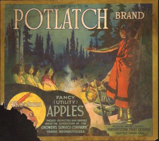Potlatch Vintage Apple Fruit Crate Label Seattle RARE