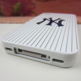 Apple iPhone 4 4S New York Yankees Stripe Rubber Silicone Skin Case 