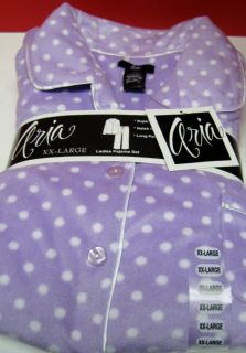Aria Microfleece Pajamas Purple Dots New Ladies Soft 2pc Set 2XL Free 