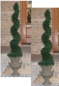  Two 4 Artificial Indoor Outdoor Boxwood Spiral Topiary Trees