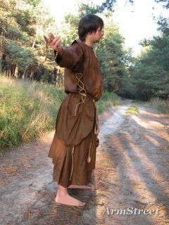 Medieval Fantasy Monk Robe Hood Brown Black Costume