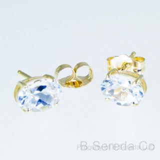 genuine aquamarine stud earrings