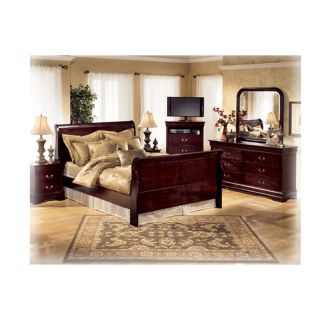 ASHLEY JANEL KING SLEIGH BED BROWN FINISH SET  NEW