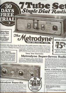 1927 Metrodyne Single Dial Radio Ad Print 20s Art Deco