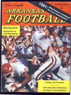1981 Arkansas Football Magazine Billy Ray Smith