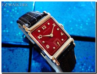 1948 Vintage Mans HAMILTON *ASHLEY* Hand Winding, Red Dial, Serviced 