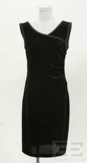 Armani COLLEZIONI Black Velvet Sleeveless Satin Trim Sheath Dress Size 