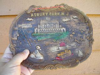 Scarce Vintage Plaster Plaque Asbury Park New Jersey Old Scenic Views 