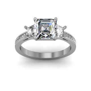 50ct 3 Stone Asscher Cut 18K Gold Bridal Set Engagement Channel Ring 