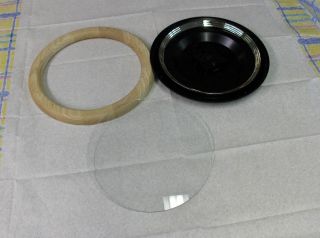 Clock Case Round Ash Wood Frame Flat Round Glass Sampler for 