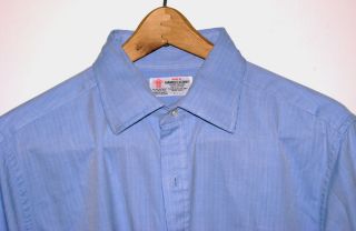Turnbull Asser French Cuff 16 5 34 blue blue herringbone shirt England 