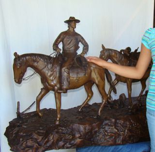 Feet Solid Bronze Cowboy Horses Statue Sculpture Statue Art