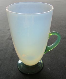 Vintage Fry Foval Art Glass Lemonade Jade Foot and Handle