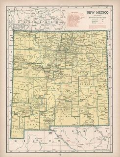 New Mexico Authentic WW2 Vintage Map Genuine 68 Years Old Made in 1944 