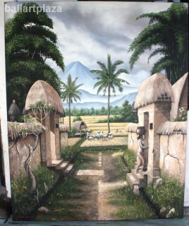 Bali Village art painting, Bali Art, Acrylic on Canvas, Original 