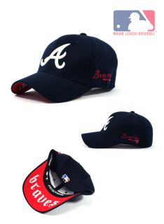 AT02 Dark Blue Atlanta Braves Baseball Cap White Logo One Size Fits 