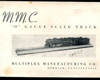 Multiplex Man Co O Gauge Scale 2 Rail Track Catalog 1938