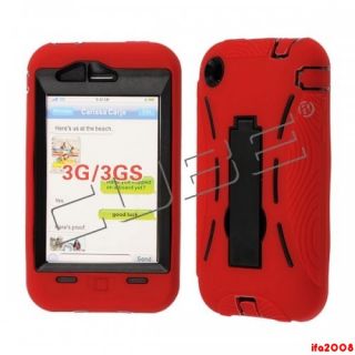   Heavy Duty Red Black Kickstand Flip Cell Phone Case Cover Skin
