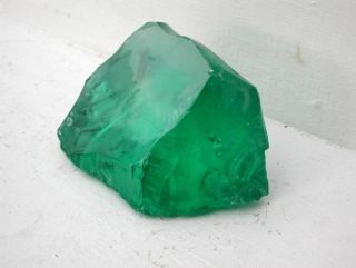 Translucent Emerald Green Slag Glass Rock Specimen   3 POUNDS