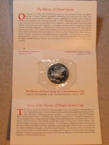1991 $5 MARSHALL ISLANDS HEROES OF DESERT STORM COMMEMORATIVE COIN