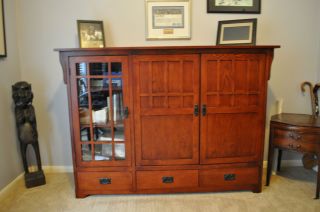 Mission Arts & Crafts Style Entertainment Center TV Stand Bookcase 