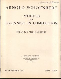 Arnold Schoenberg Models for Beginners in Composition 1943
