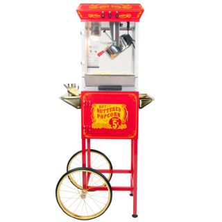 Funtime 8oz Red Popcorn Popper Machine Maker Cart Vintage Style 