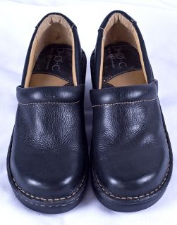 Born BOC Concept Comfort Clog Mule Slide Black Leather Womens Shoes Sz 