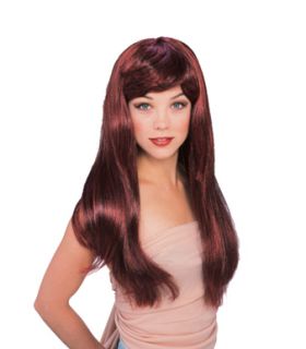Dark Auburn Red with Black Long Glamour Wig