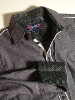 Mens English Laundry Diagonal Striped Long Sleeve Button Front Shirt M 