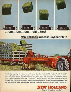 1965 New Holland Hayliner 268 Ad Bayling Hay on Farm