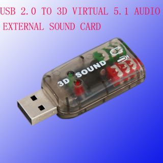 USB 2 0 to 3D Audio Sound Card Adapter Virtual 5 1 CH