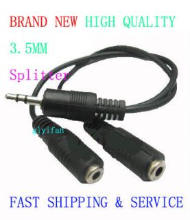   Female Earphone Headphone Jack Plug Audio Stereo Splitter Cable