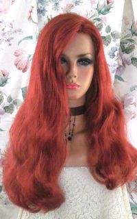 Long Henna Red Wig Jessica Rabbit Ariel Poison Ivy Skin Top Halloween 