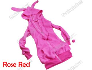 Cute Women Bunny E ars Warm Sherpa Hoodie Jacket Coat tops Outerwear