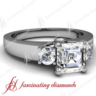 85 Ct Asscher Cut 3 Stone Diamond Trellis Engagement Ring Cut Very 