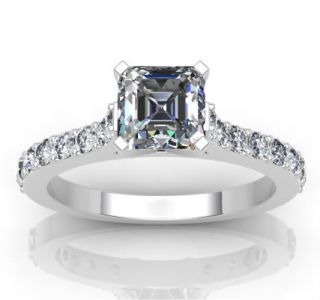 27ct Asscher Cut Cathedral Engagement Ring 14k Solid Gold